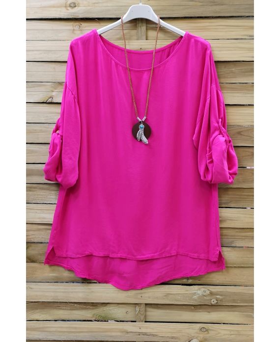 LARGE SIZE TUNIC + NECKLACE 0646 FUSHIA