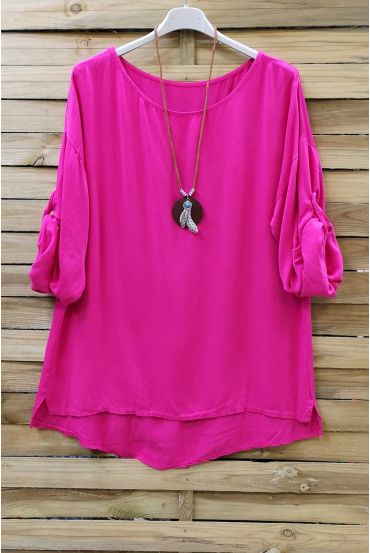 LARGE SIZE TUNIC + NECKLACE 0646 FUSHIA