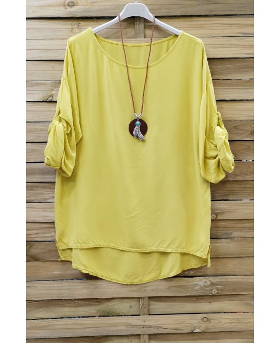 GRANDE TAILLE TUNIQUE + COLLIER 0646 JAUNE