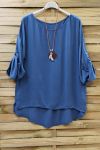 LARGE SIZE TUNIC + NECKLACE 0646 BLUE