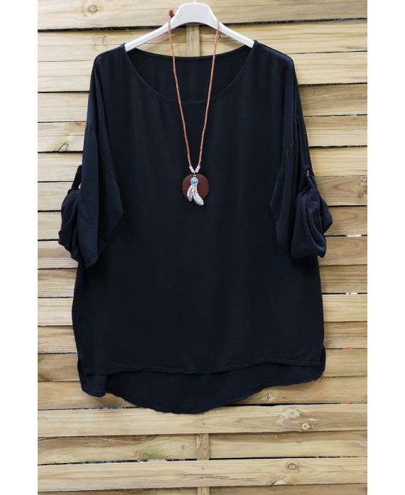 LARGE SIZE TUNIC + NECKLACE 0646 BLACK