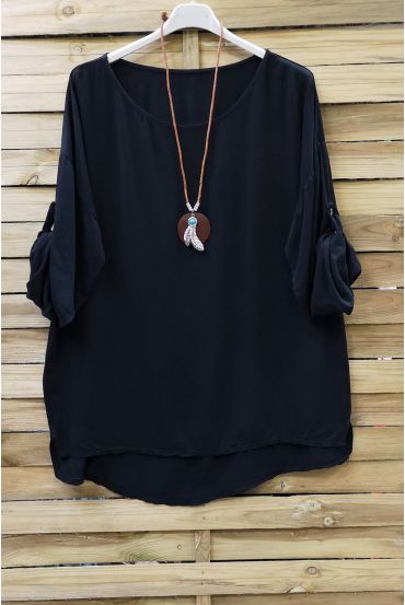 LARGE SIZE TUNIC + NECKLACE 0646 BLACK