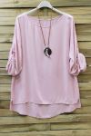 LARGE SIZE TUNIC + NECKLACE 0646 PINK