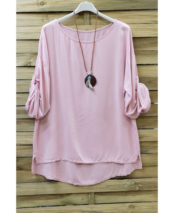 LARGE SIZE TUNIC + NECKLACE 0646 PINK