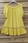 LARGE SIZE TUNIC NECKLINE ELASTIQUEE LACE 0647 YELLOW