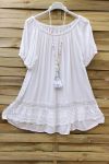 LARGE SIZE TUNIC NECKLINE ELASTIQUEE LACE 0647 WHITE