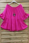 LARGE SIZE TUNIC BOHEME + NECKLACE 0648 FUSHIA