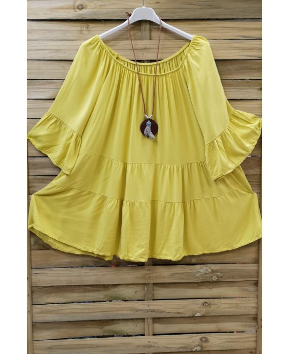 LARGE SIZE TUNIC BOHEME + NECKLACE 0648 YELLOW