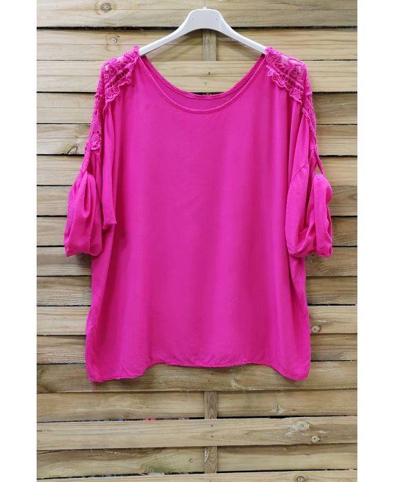 LARGE SIZE TUNIC SHOULDER LACE 0649 FUSHIA