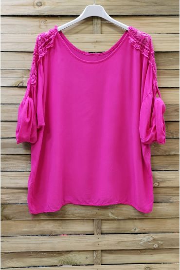 LARGE SIZE TUNIC SHOULDER LACE 0649 FUSHIA