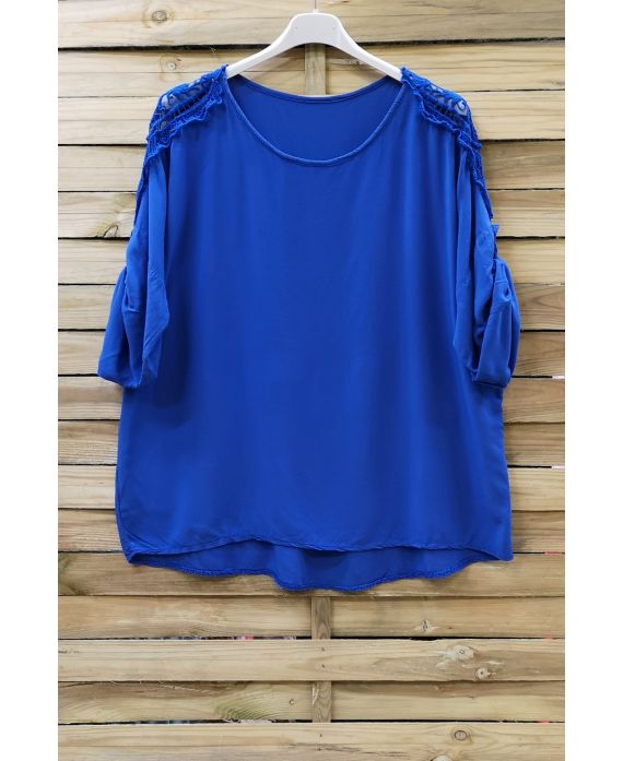 LARGE SIZE TUNIC SHOULDER LACE 0649 ROYAL BLUE