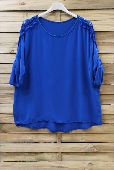 LARGE SIZE TUNIC SHOULDER LACE 0649 ROYAL BLUE