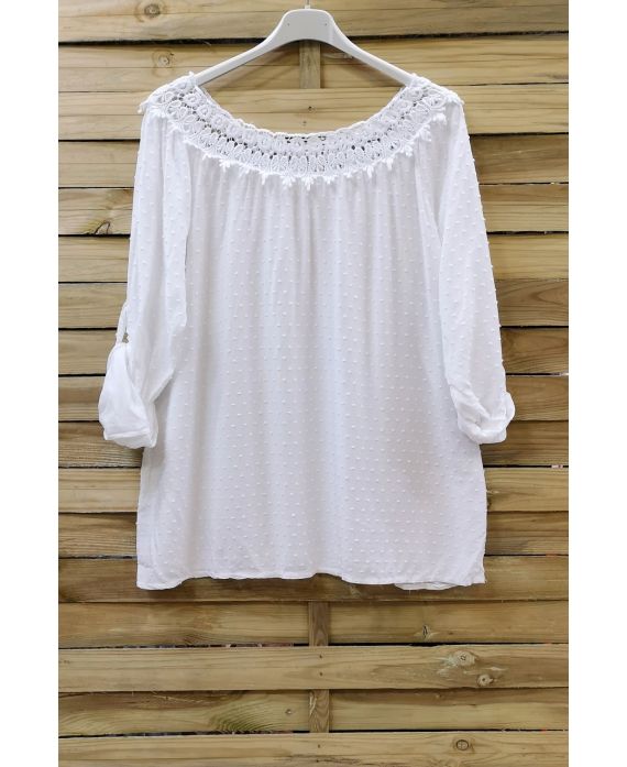 LARGE SIZE TUNIC NECKLINE LACE 0650 WHITE