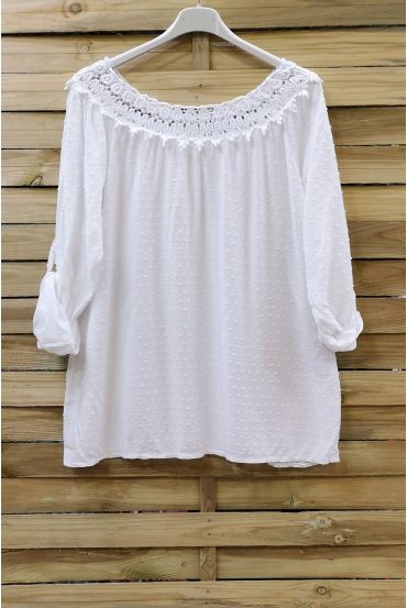 LARGE SIZE TUNIC NECKLINE LACE 0650 WHITE