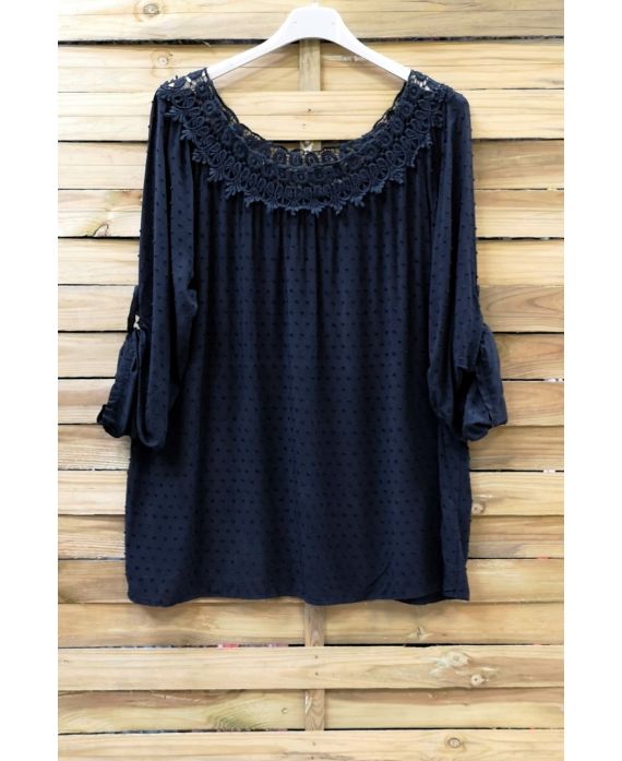 LARGE SIZE TUNIC NECKLINE LACE 0650 BLACK