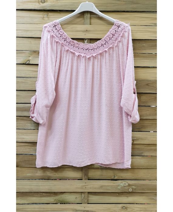 LARGE SIZE TUNIC NECKLINE LACE 0650 PINK