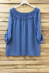 LARGE SIZE TUNIC NECKLINE LACE 0650 BLUE