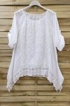 LARGE SIZE TUNIC TOP LACE 0660 WHITE