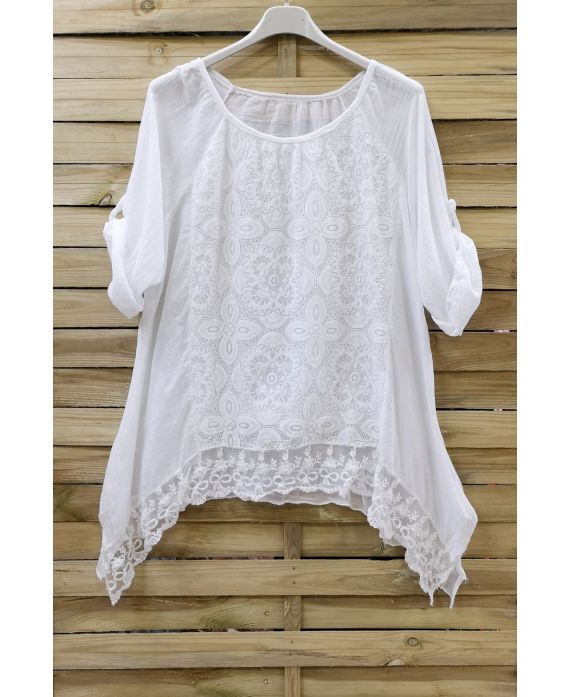 LARGE SIZE TUNIC TOP LACE 0660 WHITE