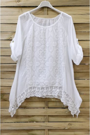 GROOT FORMAAT TUNIEK TOP LACE 0660 WIT