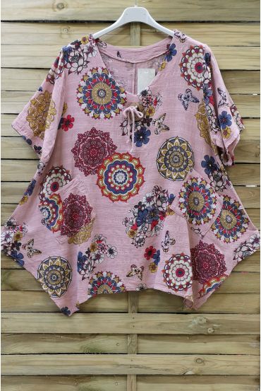 TUNIC LOOSE PRINTS ETHNIC 0659 PINK