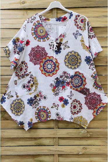 TUNIC LOOSE PRINTS ETHNIC 0659 WHITE