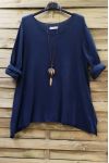 TUNIC LOOSE + NECKLACE 0593 NAVY BLUE