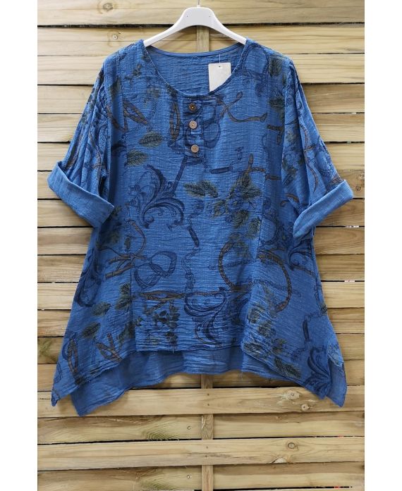 TUNIC LOOSE-FITTING PRINTED 0657 BLUE