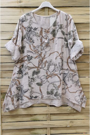 TUNIC LOOSE-FITTING PRINTED 0657 BEIGE