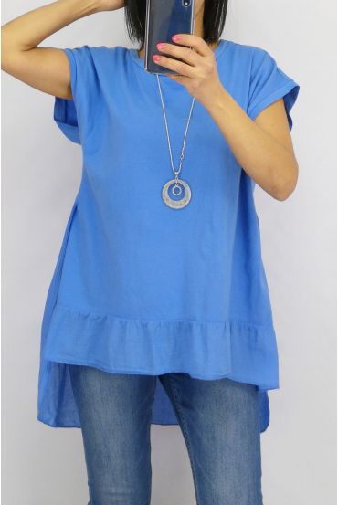 TUNIC BI-MATTER + NECKLACE 0651 BLUE