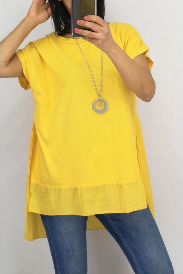 TÚNICA BI-MATERIA + COLLAR 0651 AMARILLO