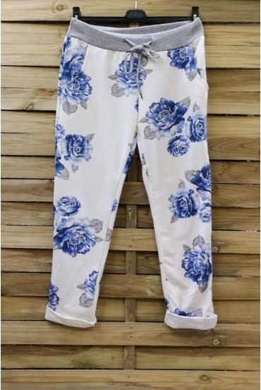 PANTALON JOGG 0665 FLEURS BLEU