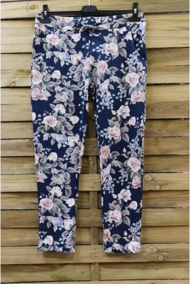 PANTALONES JOGG 0665 FLORES AZULES