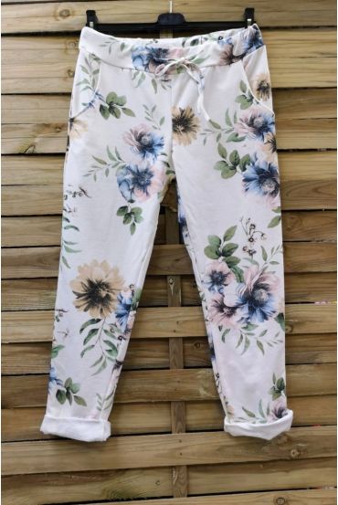 PANTALON JOGG 0665 FLEURS ROSE