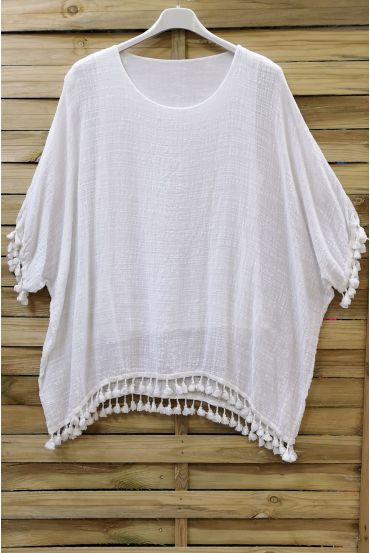 TÚNICA OVERSIZE HA FLECOS 0671 BLANCO