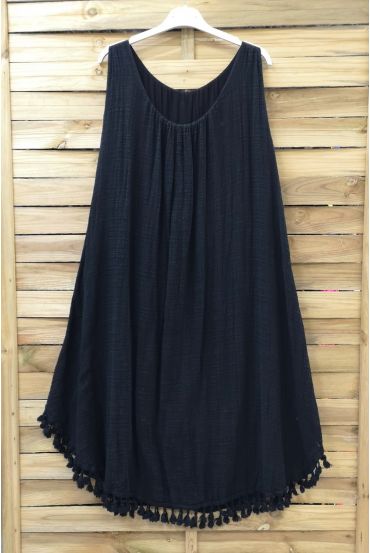 WIDE ROBE HAS FRINGES 0674 BLACK