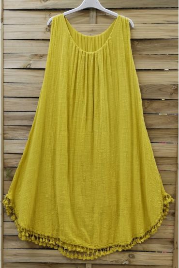 ROBE AMPLE A FRANGES 0674 JAUNE