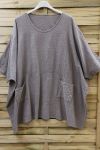 LARGE SIZE TUNIC SEQUINS 0672 TAUPE