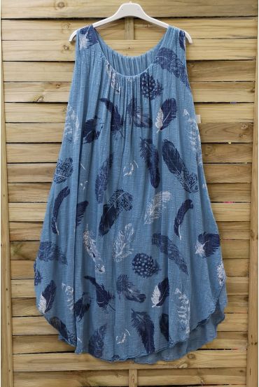 DRESS LOOSE-FITTING PRINTED 0670 BLUE