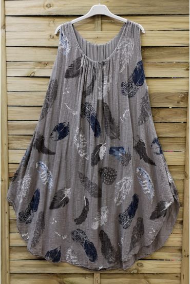 DRESS LOOSE-FITTING PRINTED 0670 TAUPE