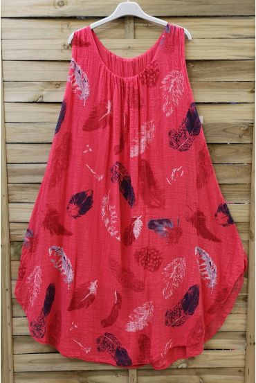 DRESS LOOSE-FITTING PRINTED 0670 CORAL