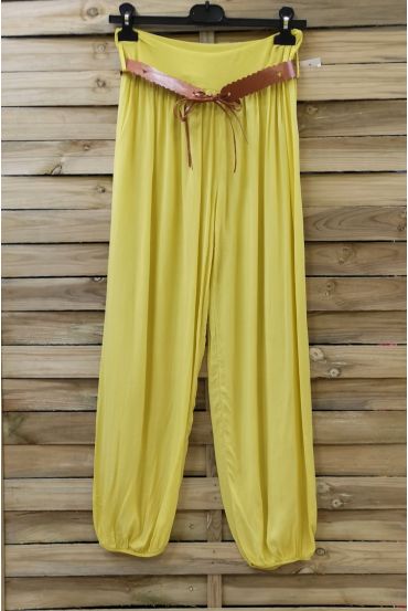 LOT 2 X PANTALONS + CEINTURE 0690 JAUNE