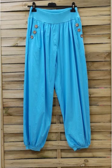 PANTALON BOUTONS 0689 BLEU AZUR