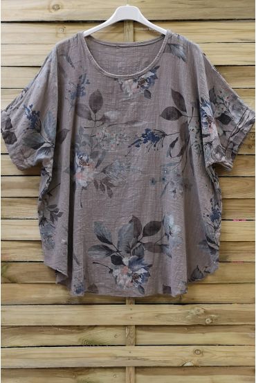 TOP COTTON FLOWERS 0677 TAUPE