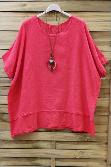 LARGE SIZE TUNIC BI-MATTER 0679 CORAL