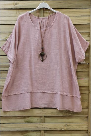 LARGE SIZE TUNIC BI-MATTER 0679 ROSE