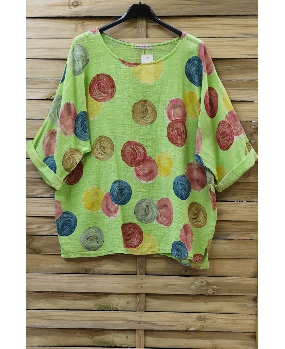 LARGE SIZE TUNIC PRINTED 0695 GREEN ANISE