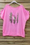 T-SHIRT BEFLOCKUNG FEDERN, DIE SCHULTERN FANTASIE 0664 NEON PINK