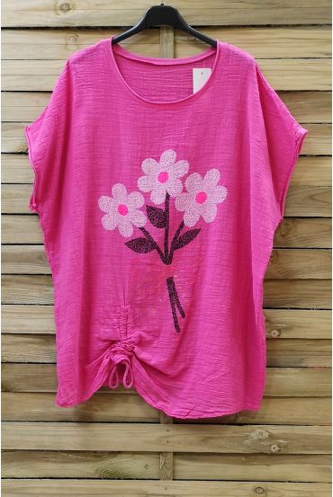 DI GRANDI DIMENSIONI T-SHIRT FIORI, 0700 FUCSIA