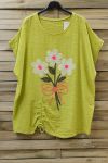 LARGE SIZE T-SHIRT FLOWERS 0700 ANISEED GREEN